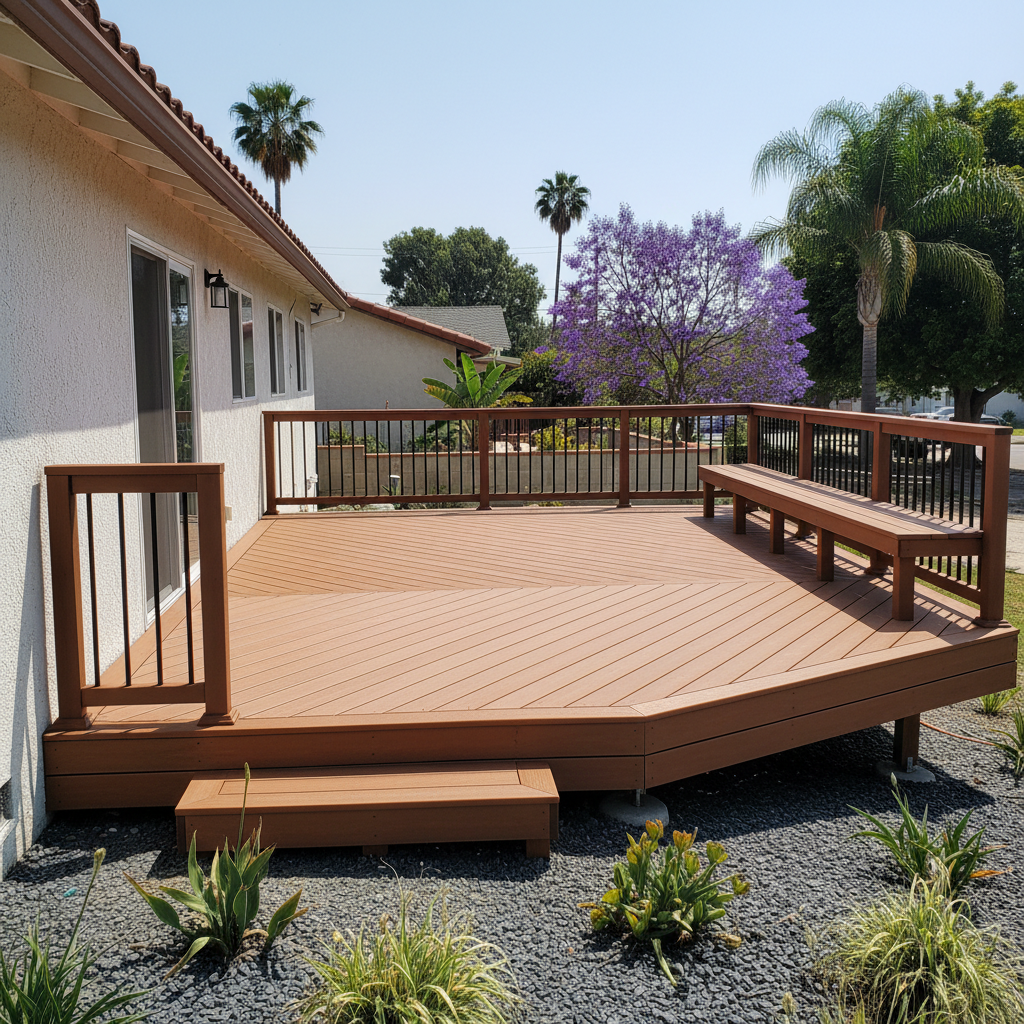 Completed trex decks work at a residential property in Inglewood, CA