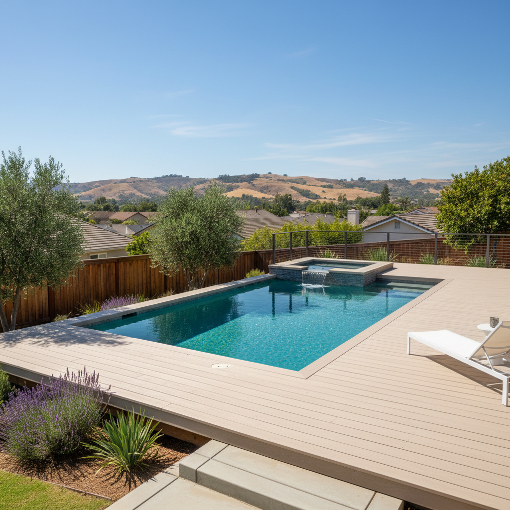 Completed pool decks work at a residential property in Inglewood, CA