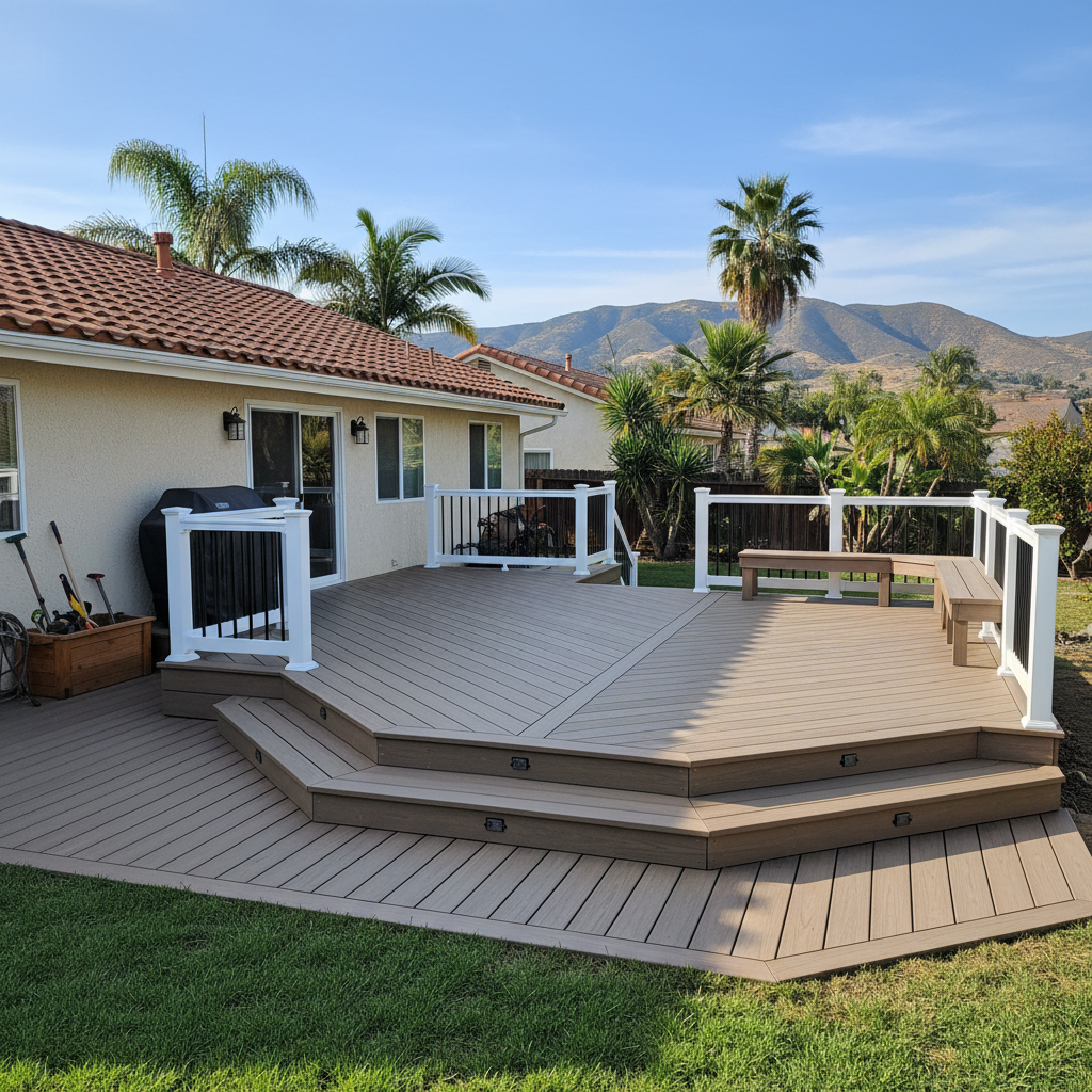 Completed composite decks work at a residential property in Inglewood, CA