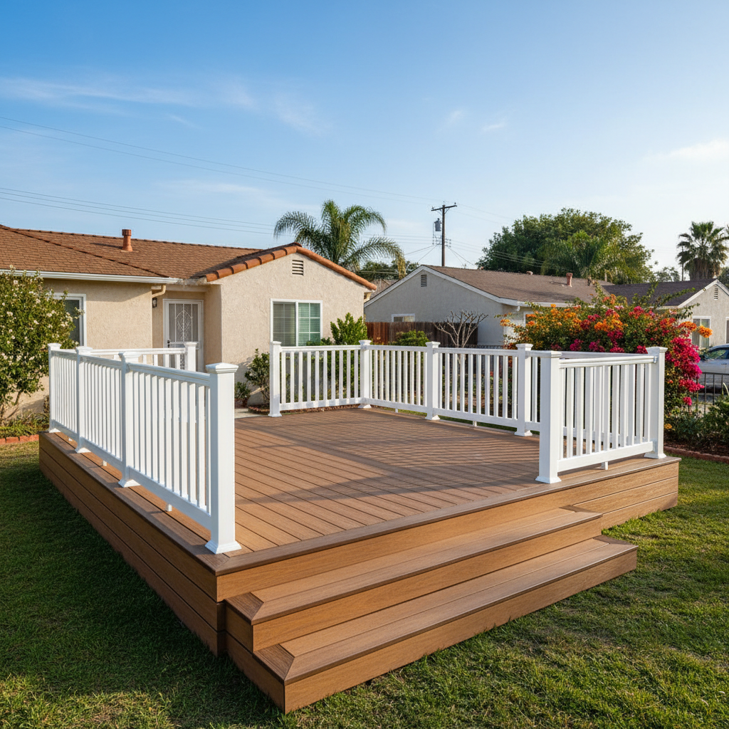 Completed trex decks work at a residential property in Long Beach, CA