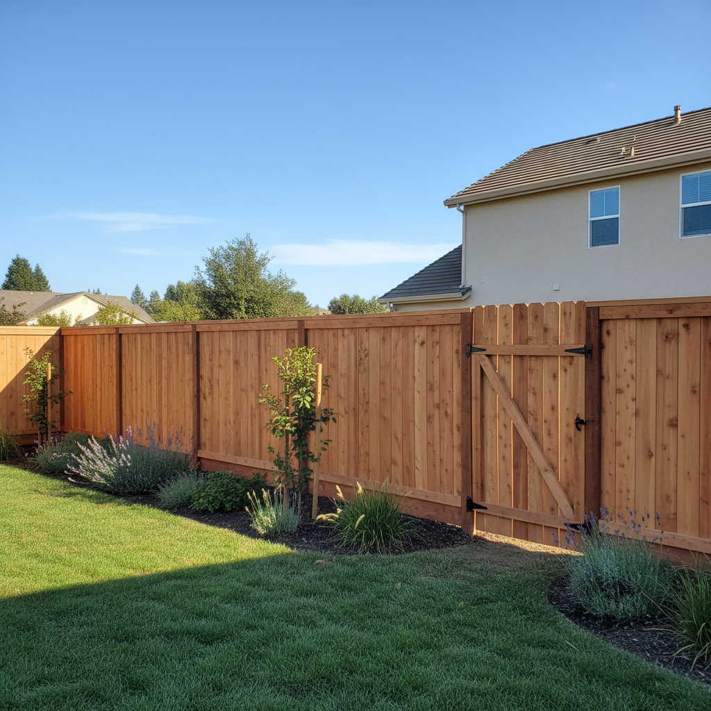 Completed privacy fence installation work at a residential property in Vallejo, CA