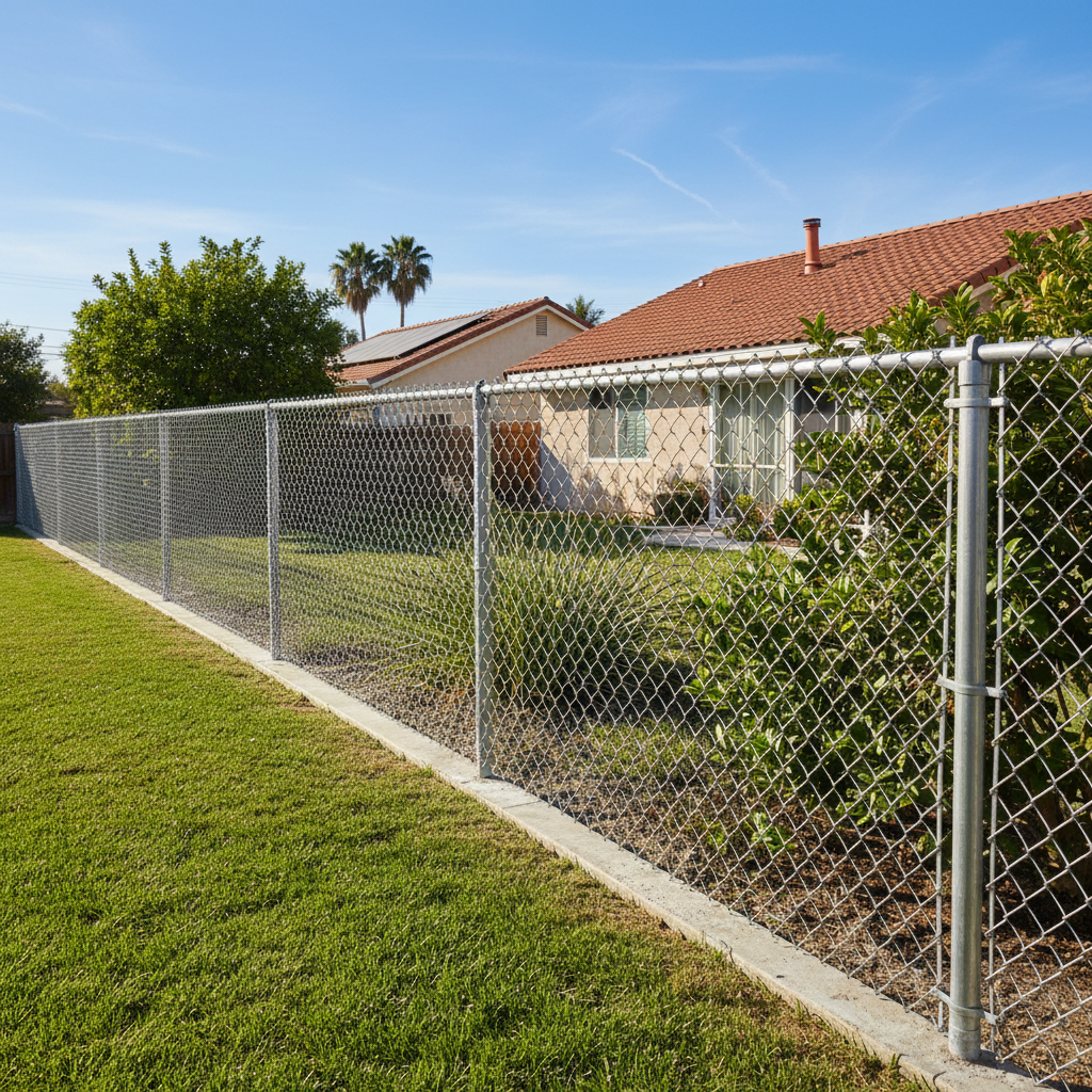 Completed chain link fence installation work at a residential property in Garden Grove, CA