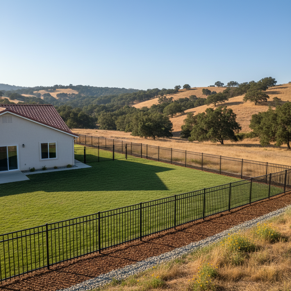 Completed aluminum fence installation work at a residential property in Vallejo, CA