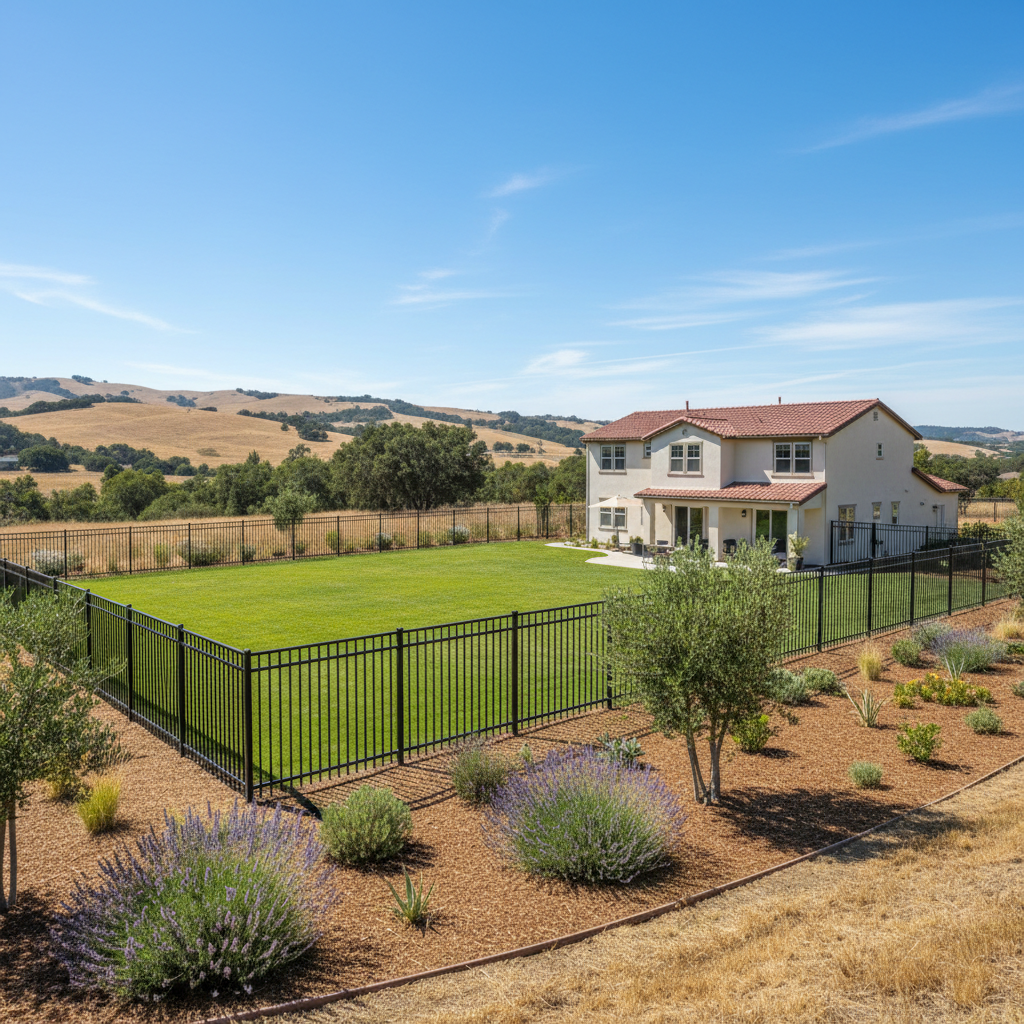 Completed aluminum fence installation work at a residential property in Napa, CA