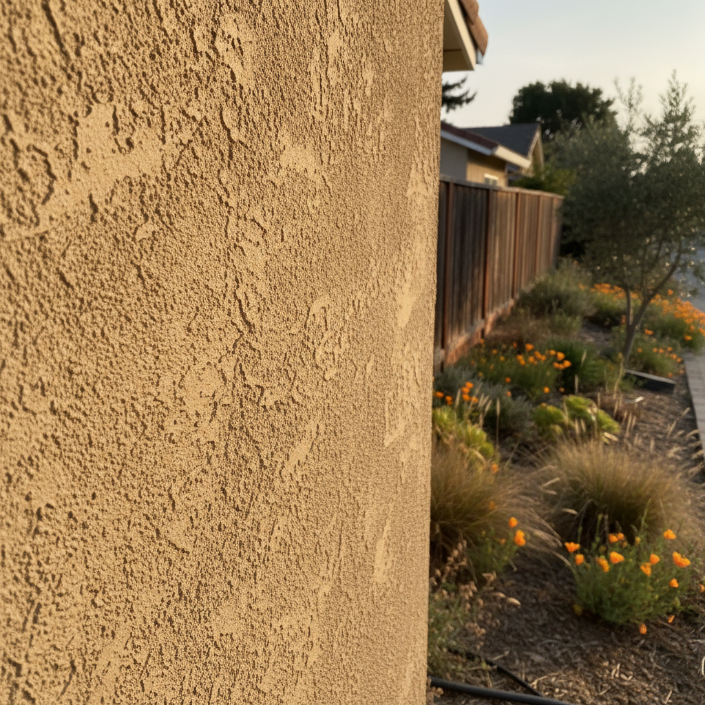 Completed stucco painting work at a residential property in San Leandro, CA
