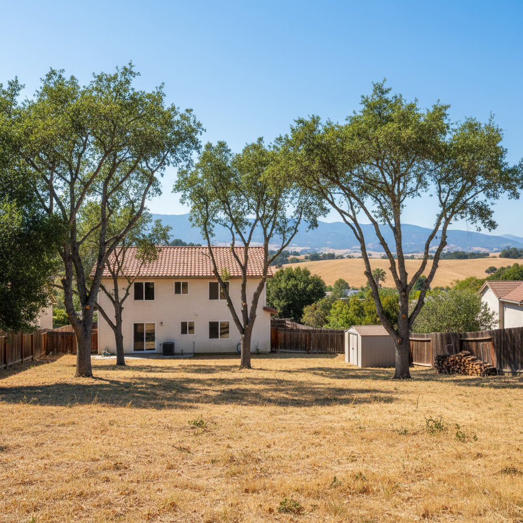Completed tree trimming work at a residential property in San Lorenzo, CA