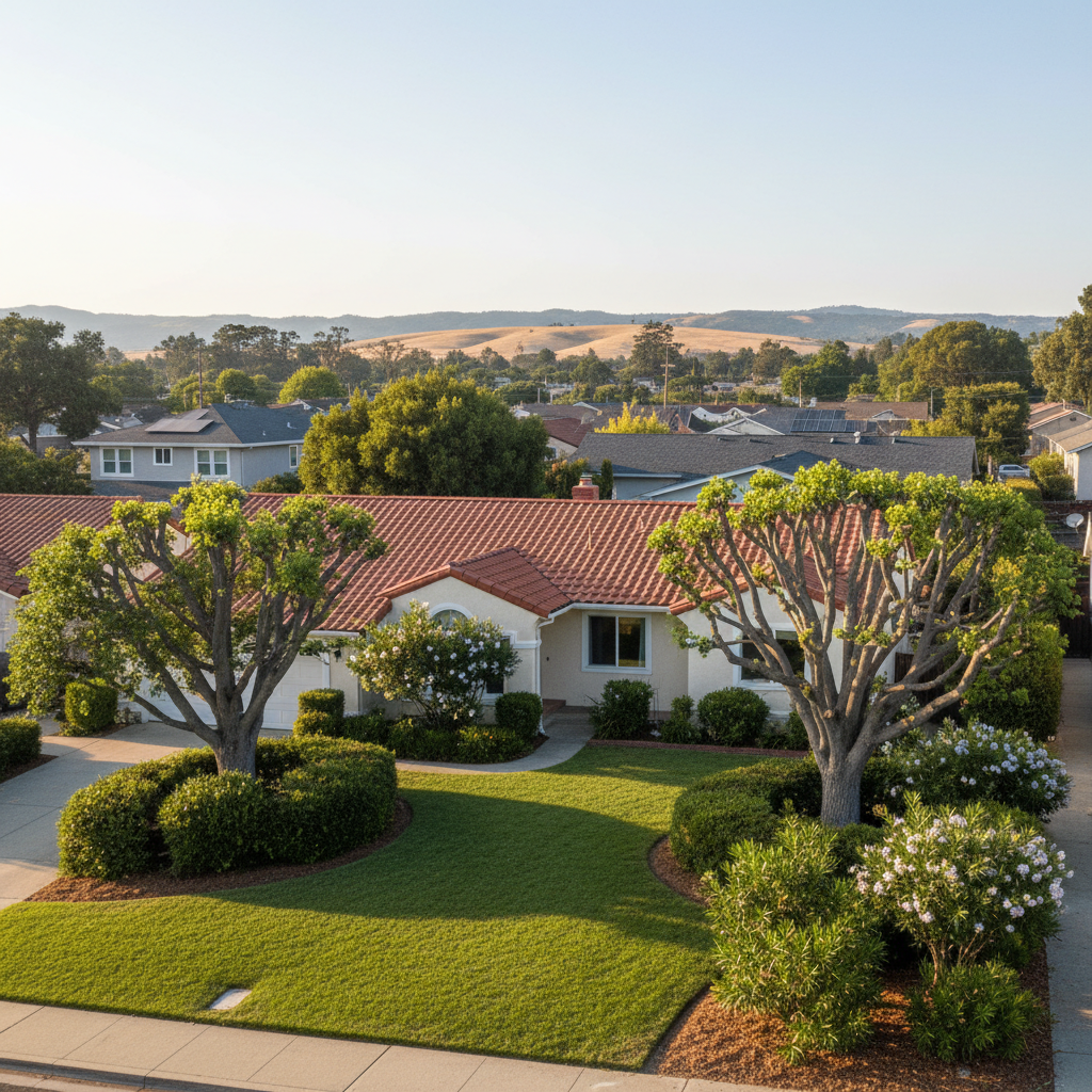 Completed shrub & bush trimming work at a residential property in San Lorenzo, CA