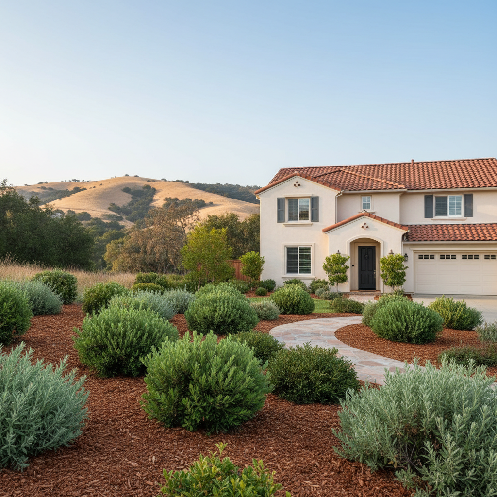 Completed shrub & bush trimming work at a residential property in Fremont, CA