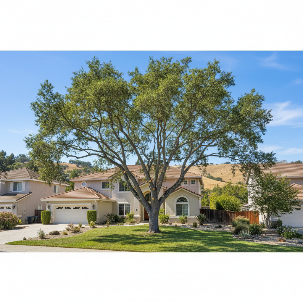 Completed tree pruning work at a residential property in Fremont, CA