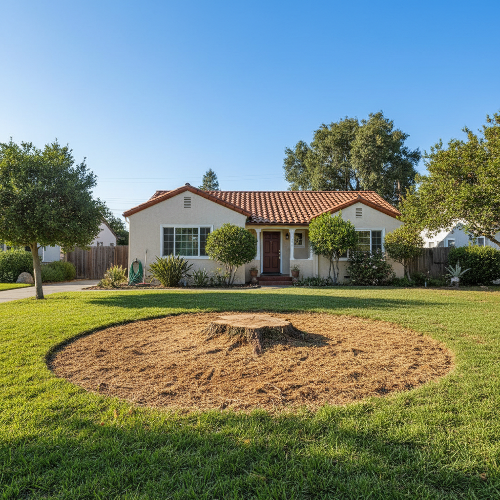 Completed stump grinding & removal work at a residential property in San Lorenzo, CA