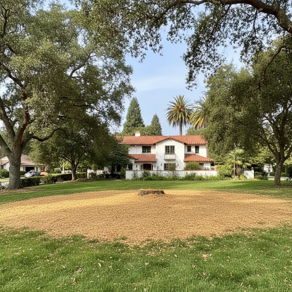 Completed tree removal work at a residential property in Menlo Park, CA
