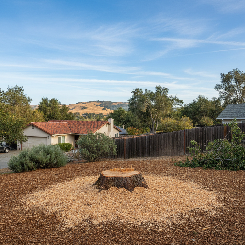 Completed emergency tree removal work at a residential property in San Leandro, CA