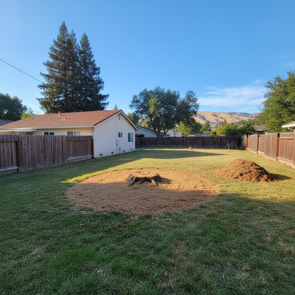 Completed stump grinding & removal work at a residential property in San Lorenzo, CA