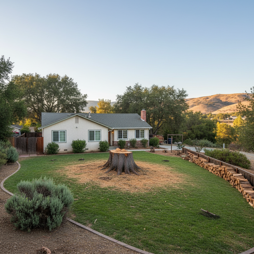 Completed emergency tree removal work at a residential property in Milpitas, CA