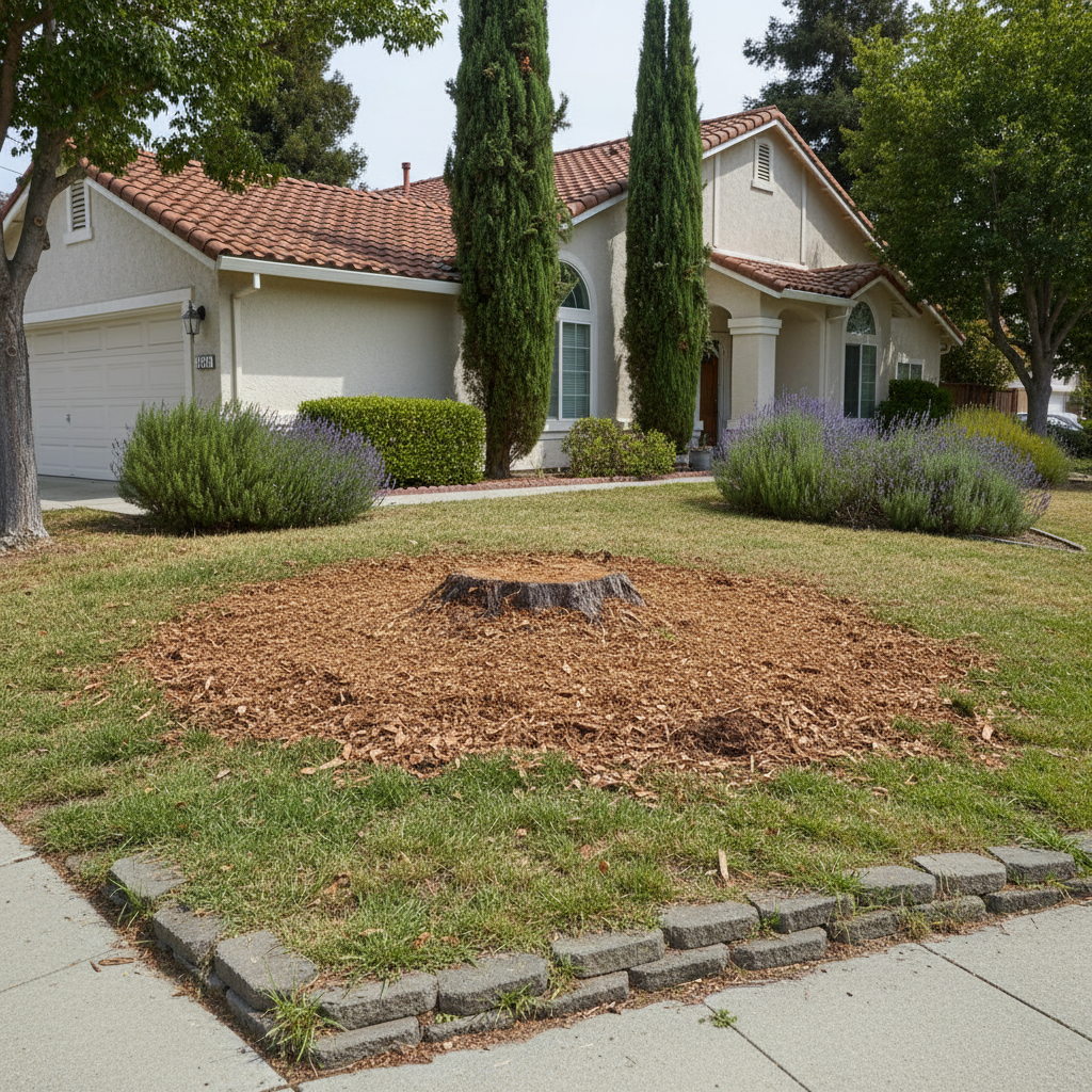 Completed stump grinding & removal work at a residential property in Milpitas, CA