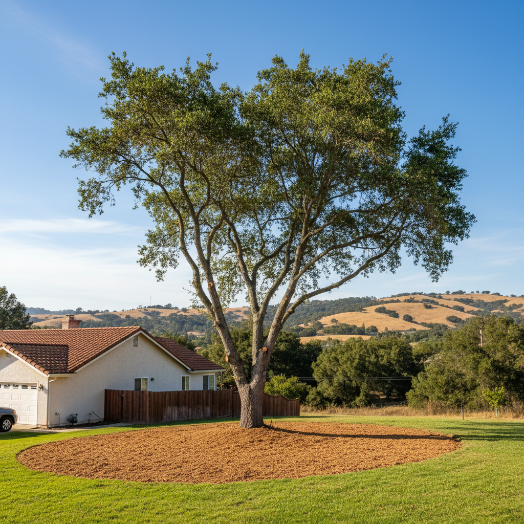 Completed tree trimming work at a residential property in San Lorenzo, CA