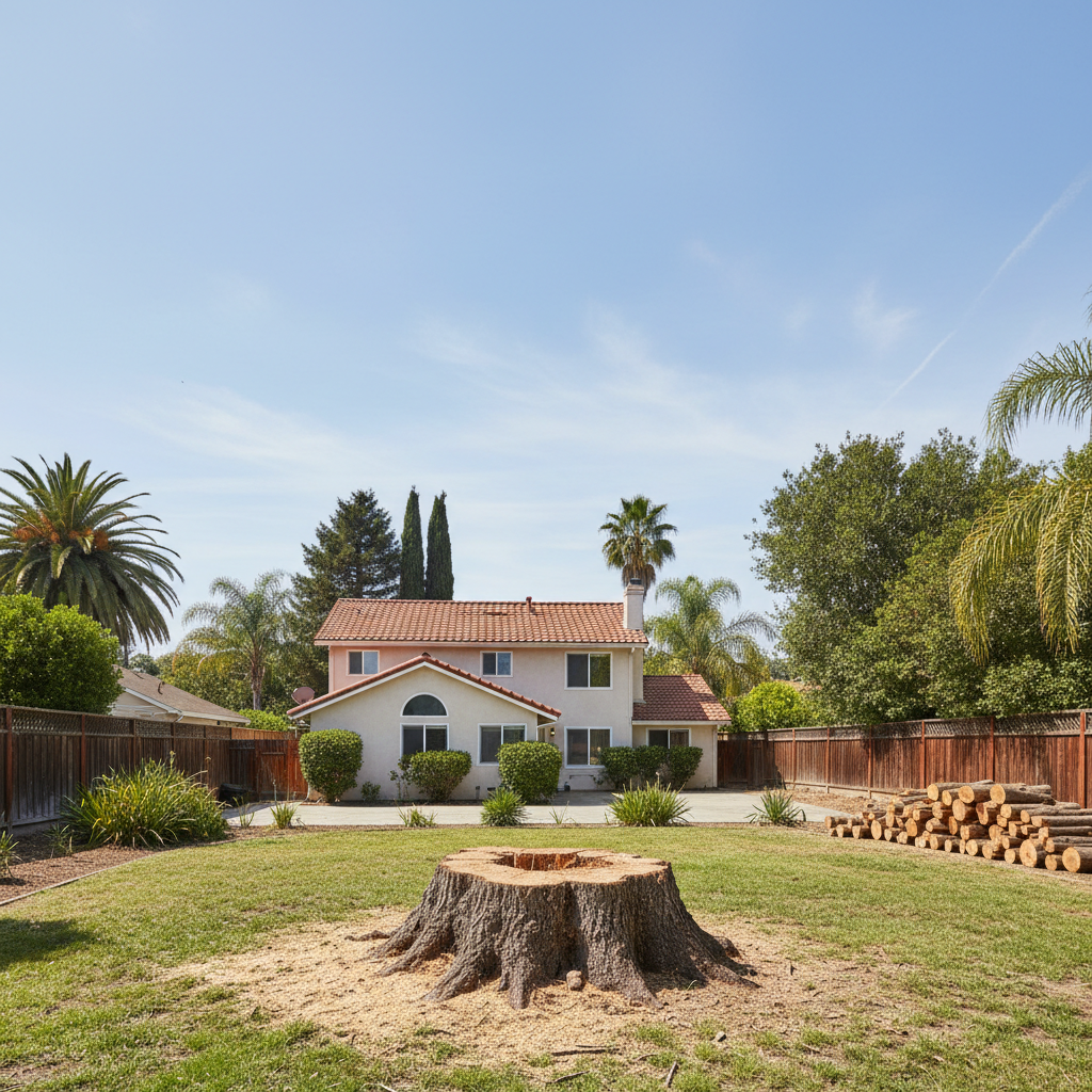 Completed emergency tree removal work at a residential property in San Leandro, CA