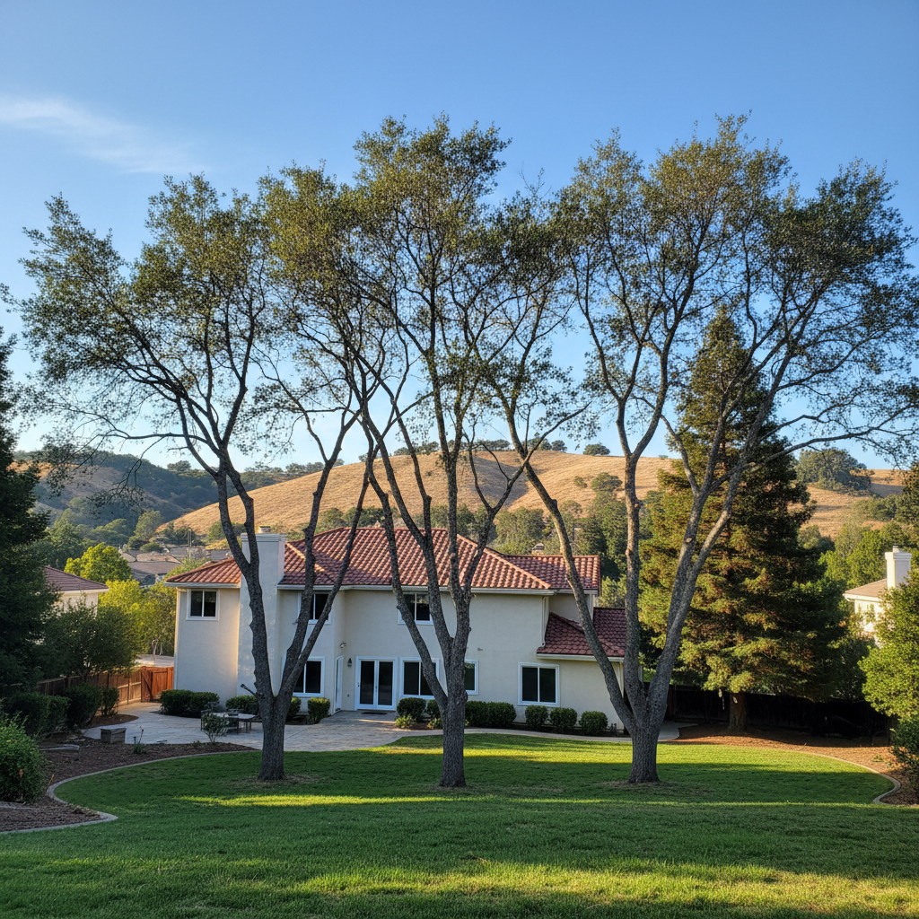 Completed tree pruning work at a residential property in Hayward, CA