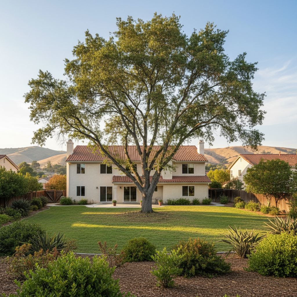 Completed tree trimming work at a residential property in Milpitas, CA