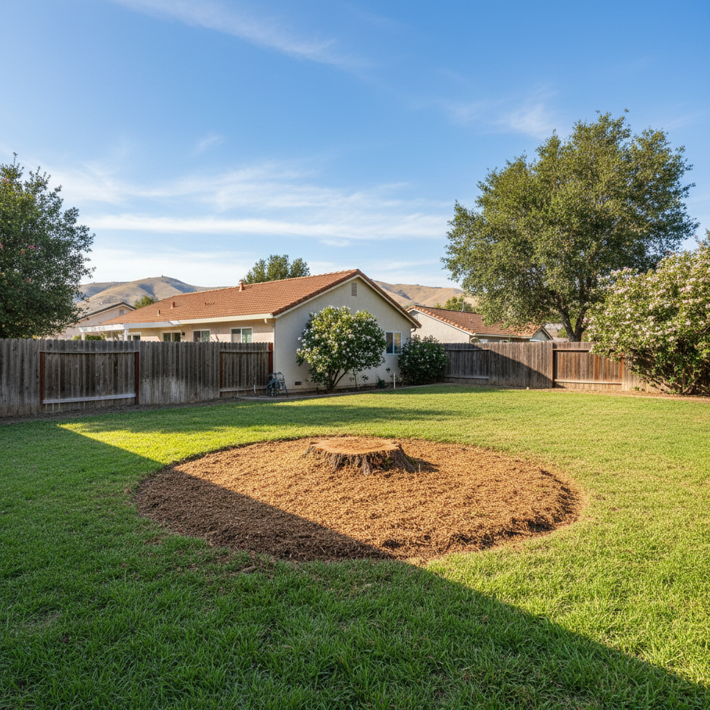 Completed stump grinding & removal work at a residential property in Milpitas, CA