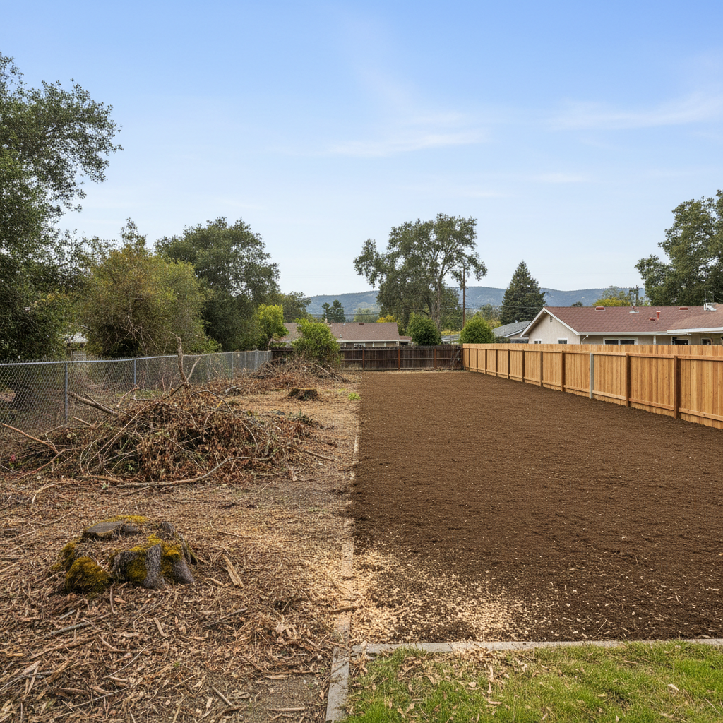 Completed land clearing work at a residential property in San Leandro, CA