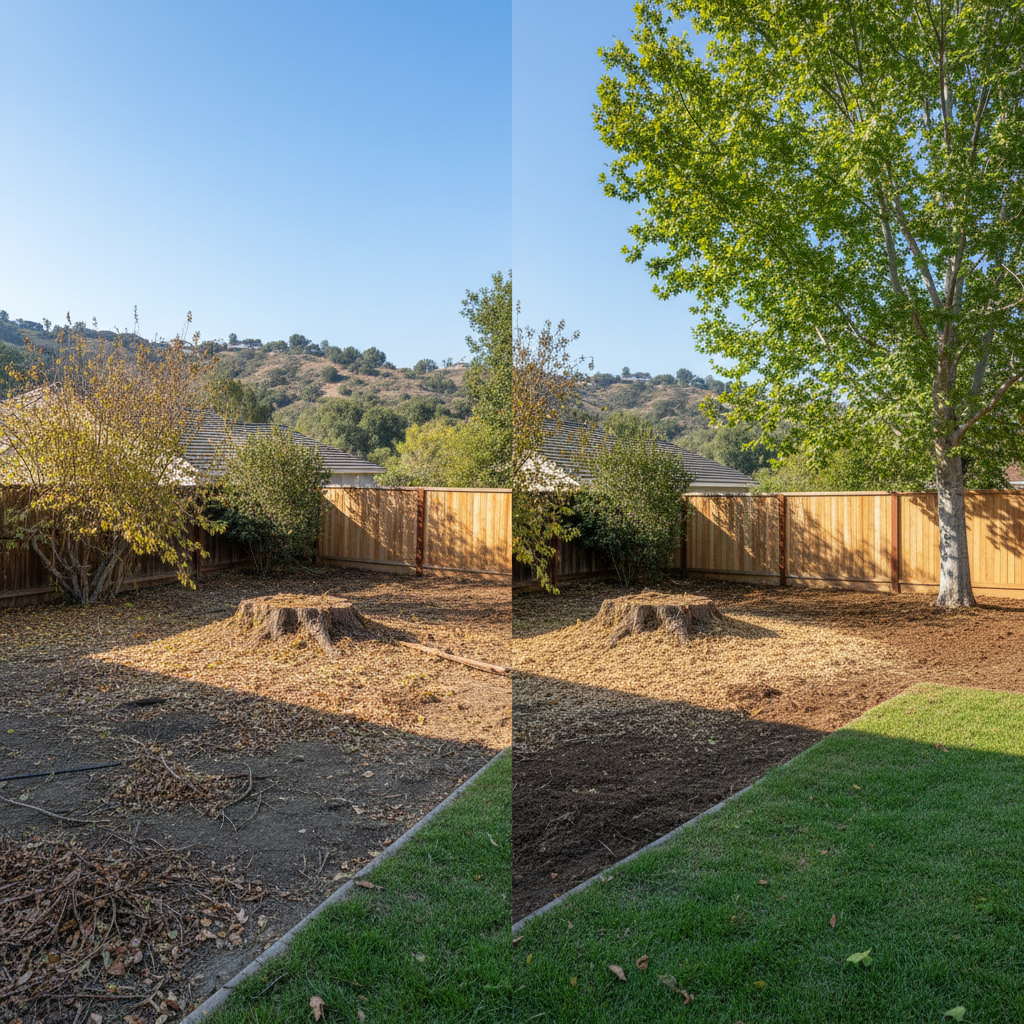 Completed tree removal work at a residential property in Aliso Viejo, CA