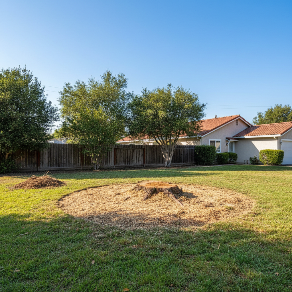 Completed stump grinding & removal work at a residential property in San Leandro, CA