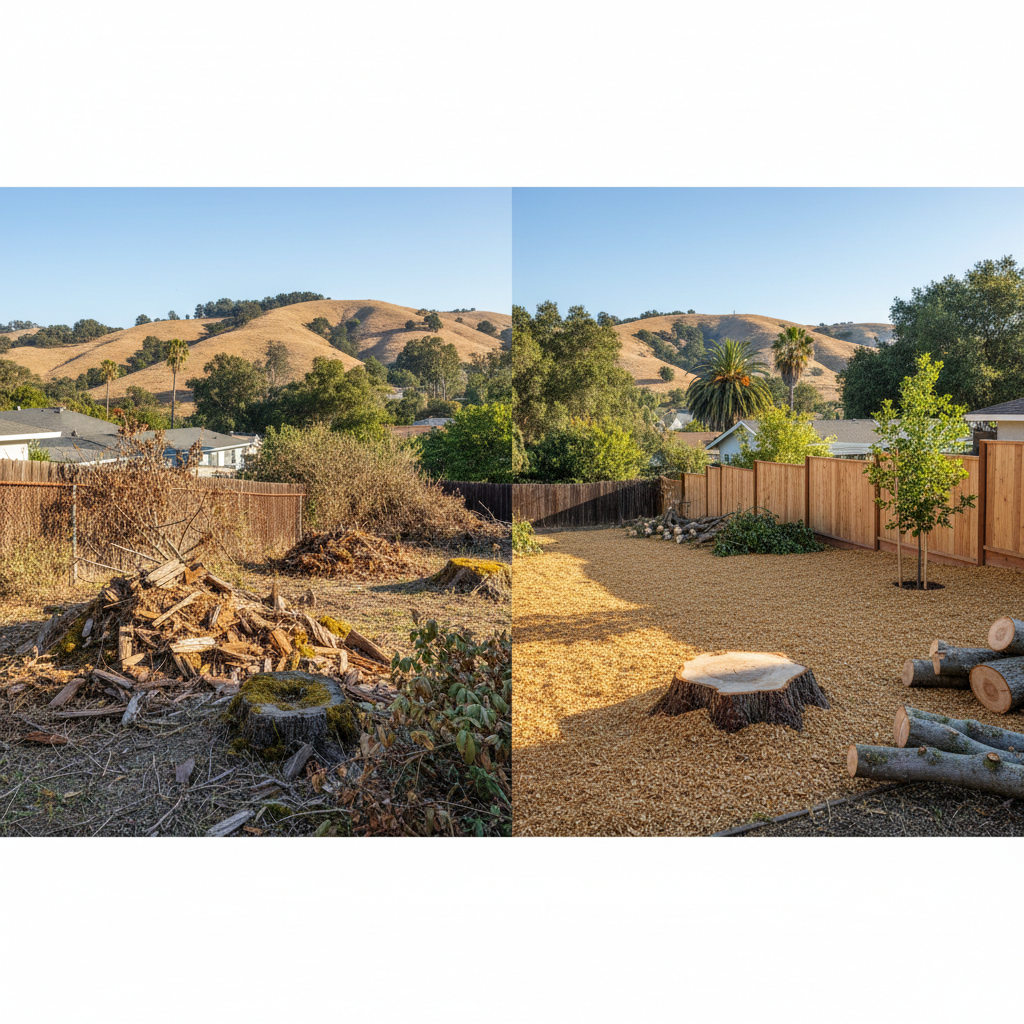 Completed emergency tree removal work at a residential property in San Leandro, CA