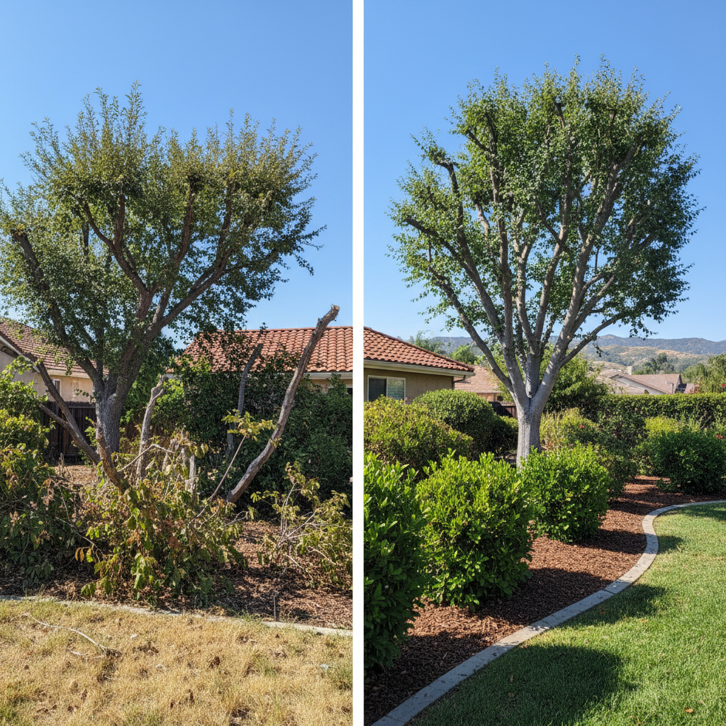 Completed shrub & bush trimming work at a residential property in Irvine, CA