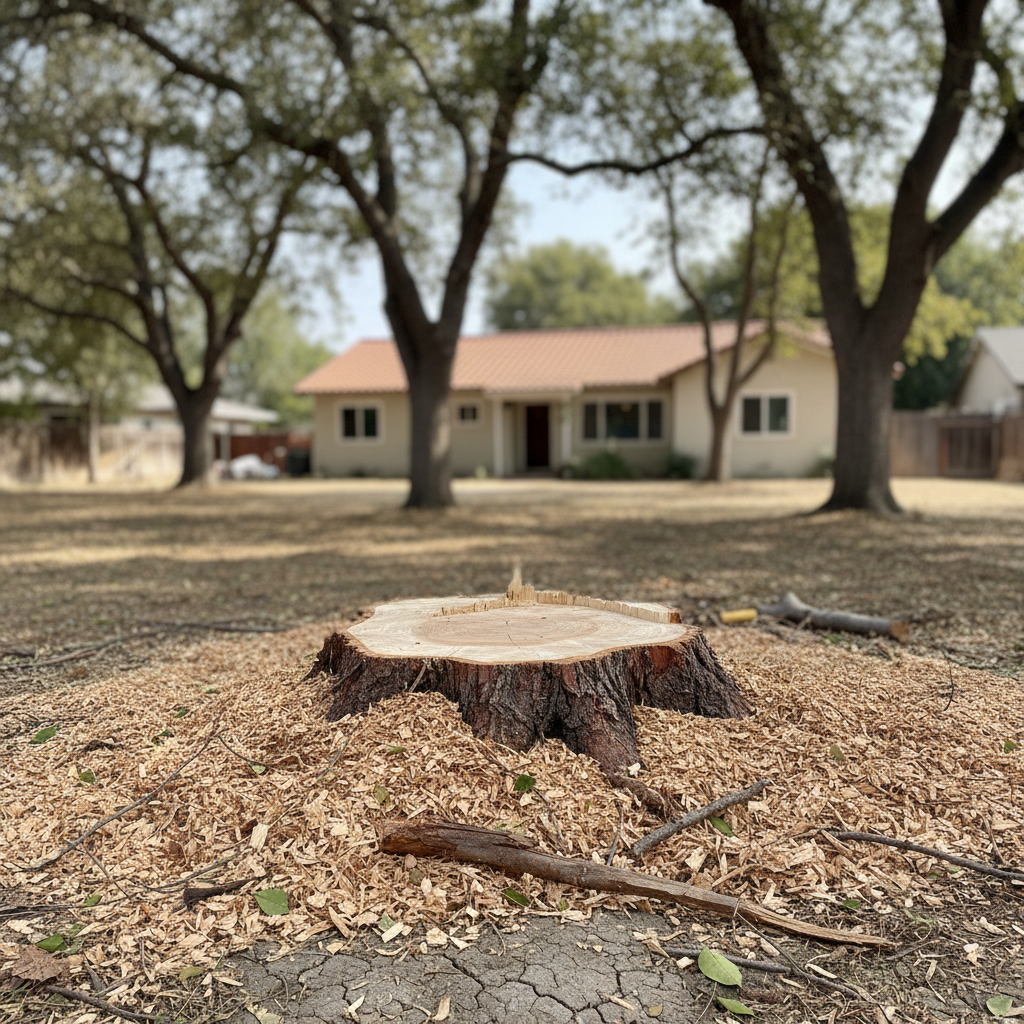 Completed tree trimming work at a residential property in Lynwood, CA