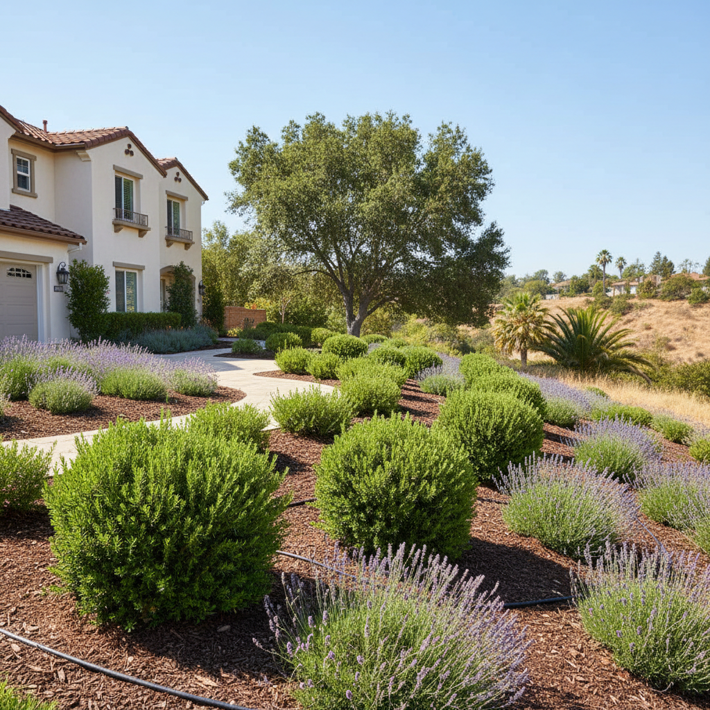 Completed shrub & bush trimming work at a residential property in Irvine, CA