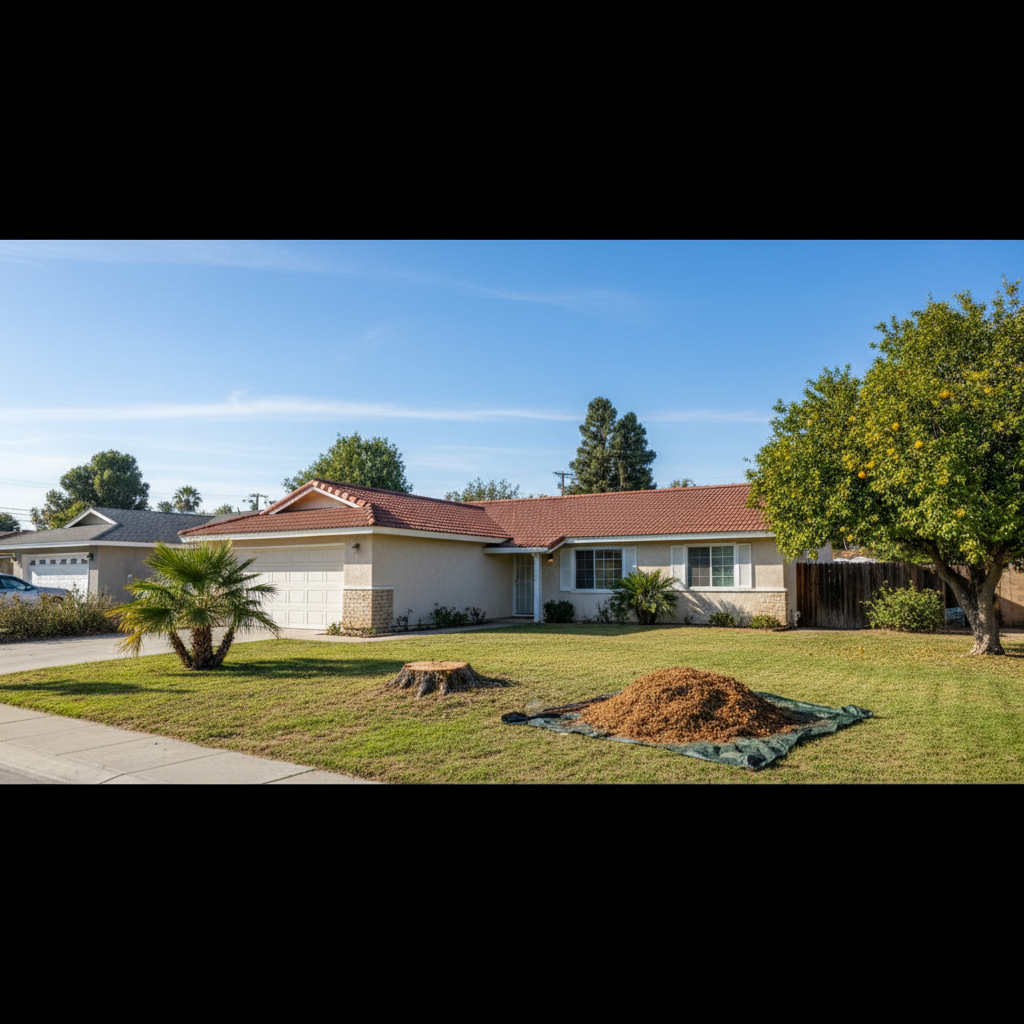Completed tree removal work at a residential property in Garden Grove, CA