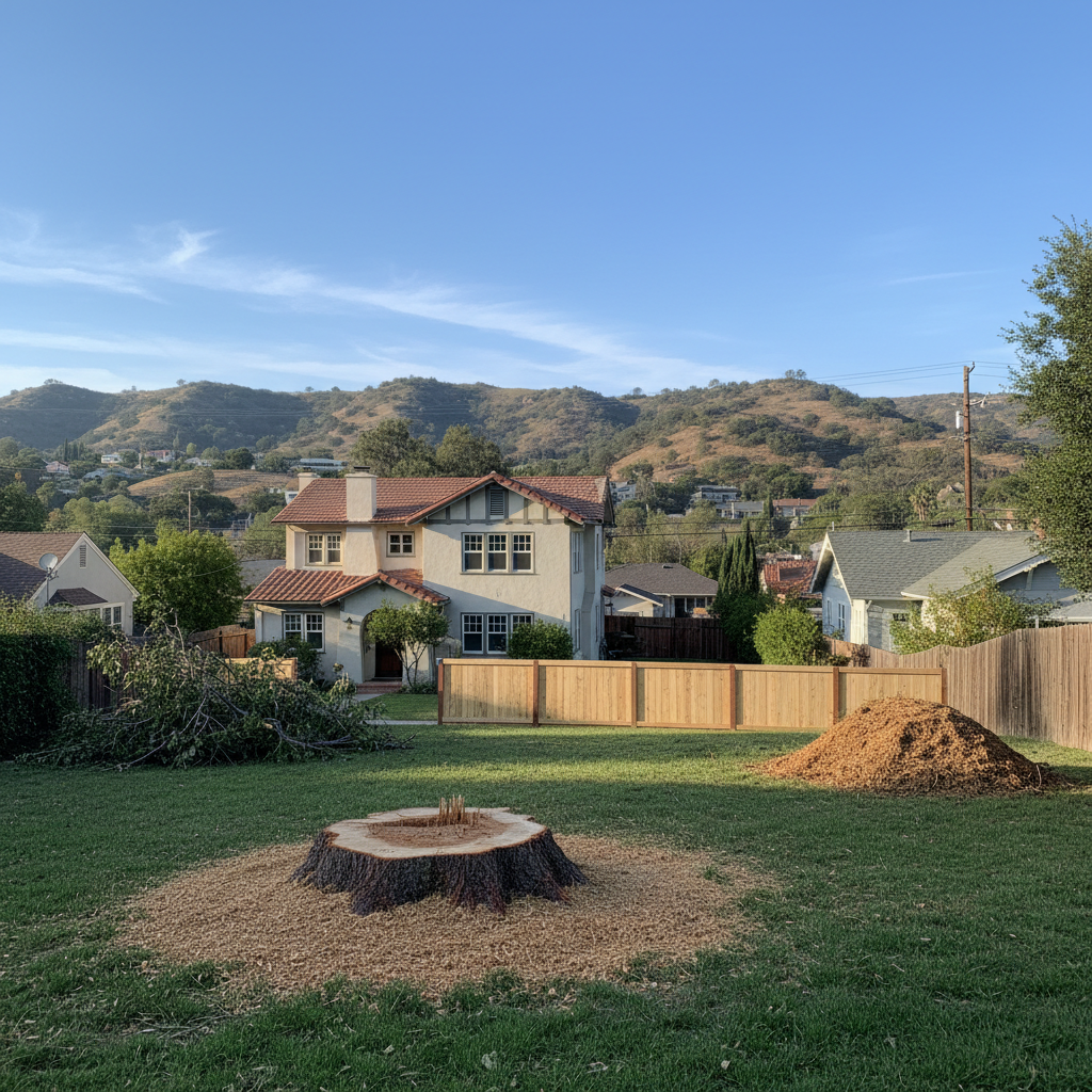 Completed emergency tree removal work at a residential property in Pasadena, CA