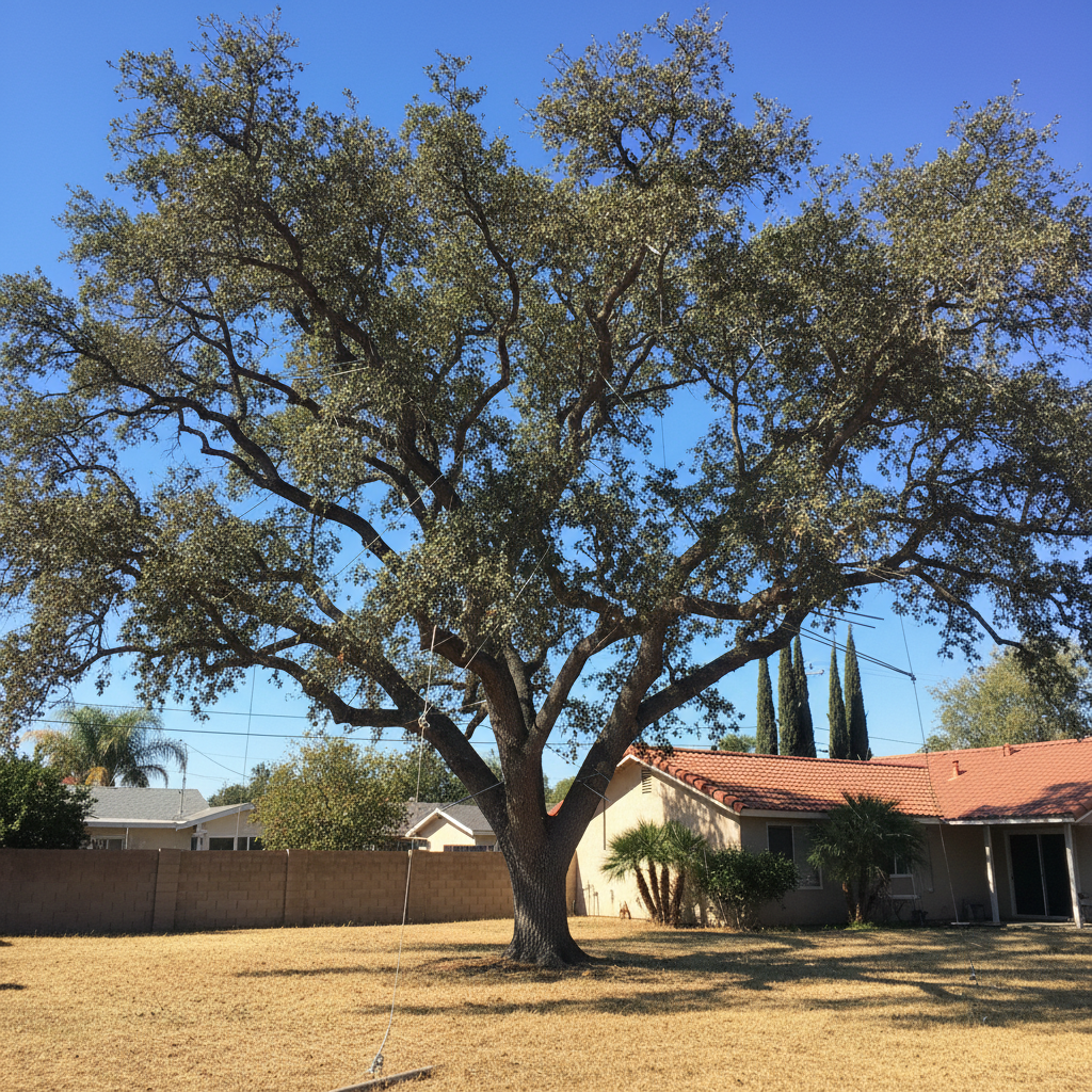 Completed tree cabling and bracing work at a residential property in National City, CA