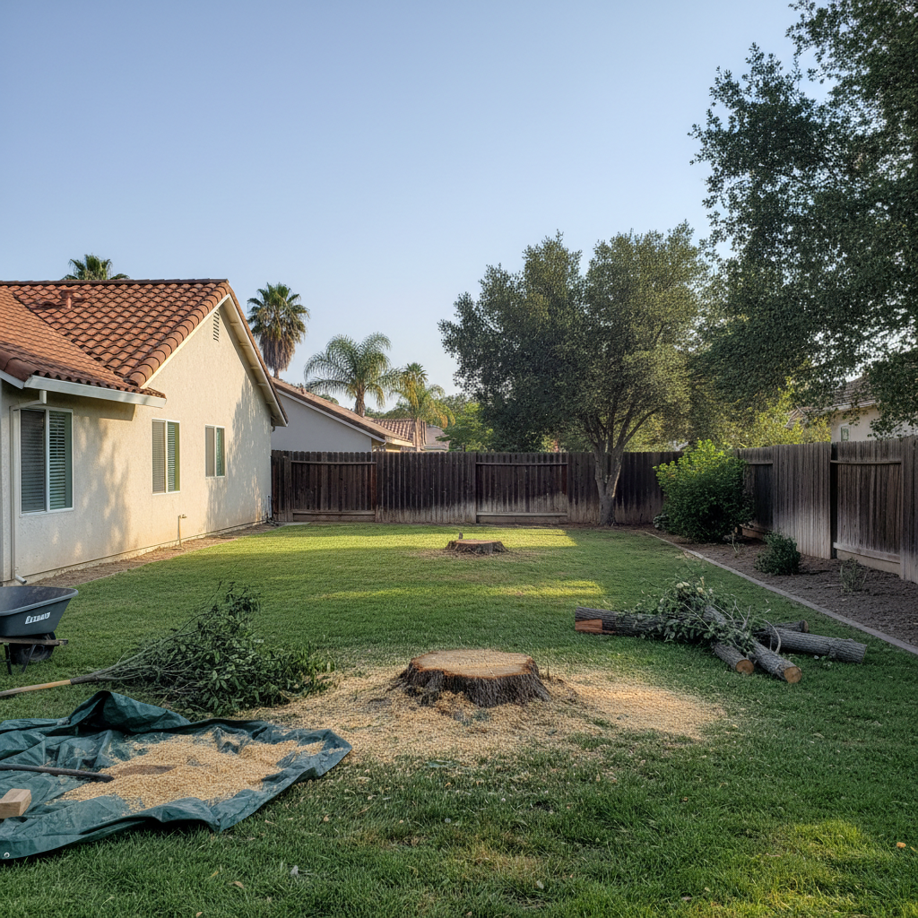 Completed tree removal work at a residential property in Fairfield, CA