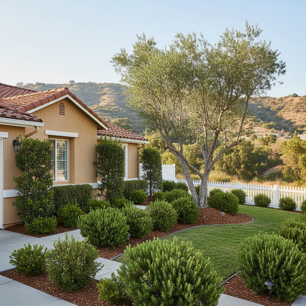 Completed shrub & bush trimming work at a residential property in Irvine, CA