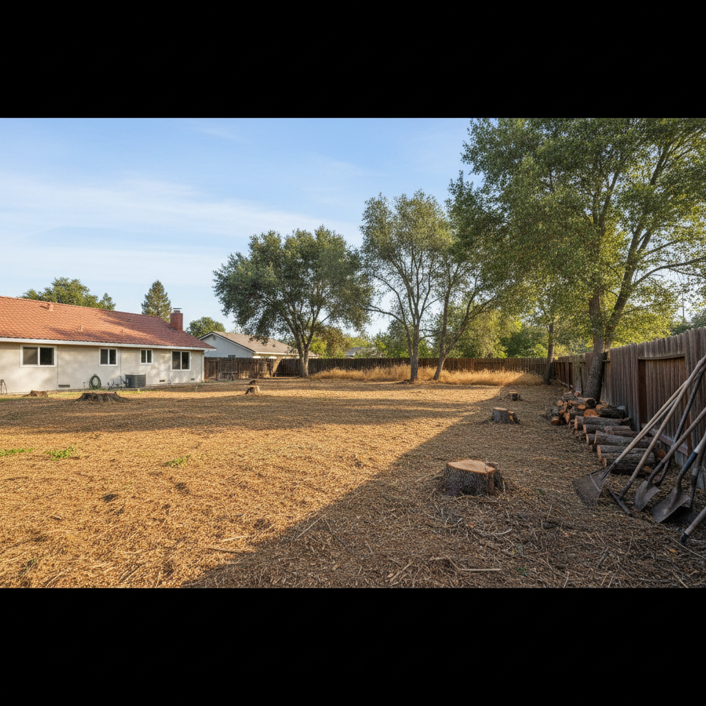 Completed lot clearing work at a residential property in Davis, CA