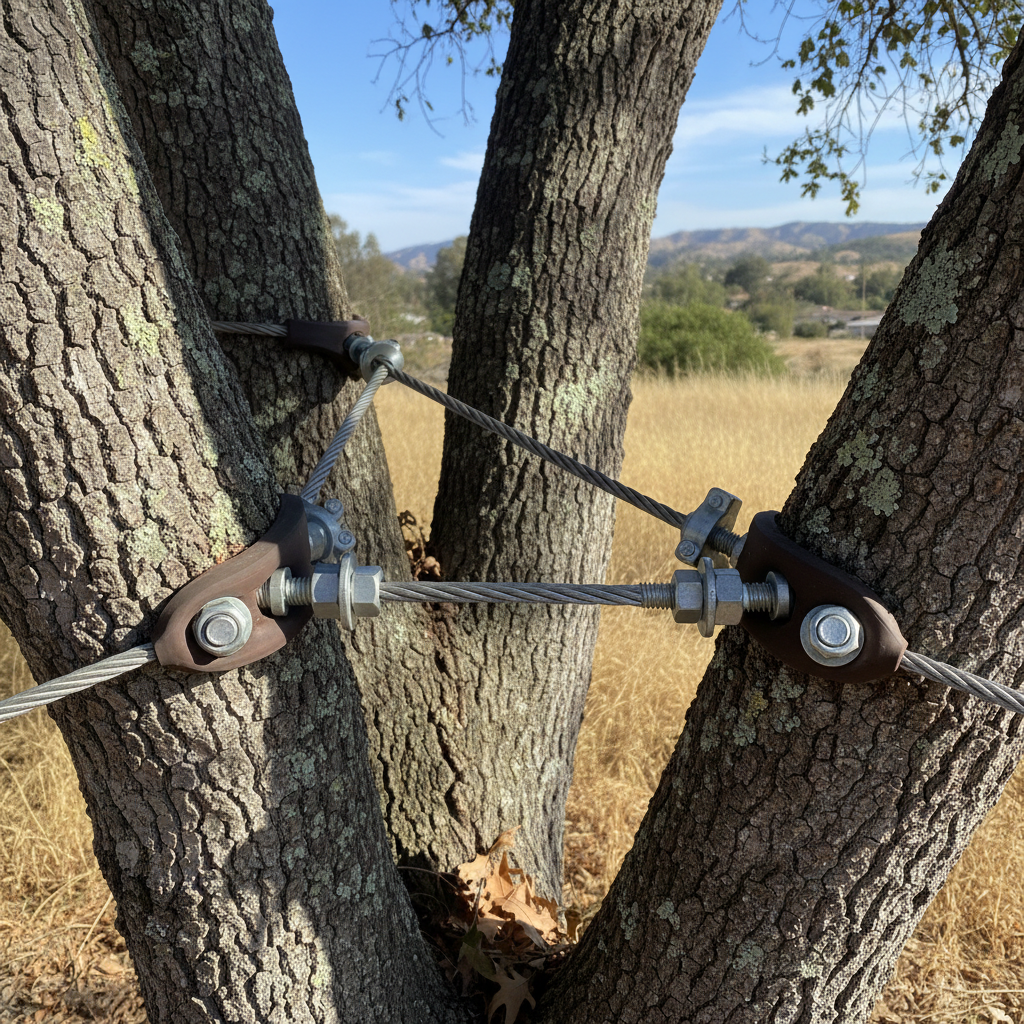 Completed tree cabling and bracing work at a residential property in National City, CA