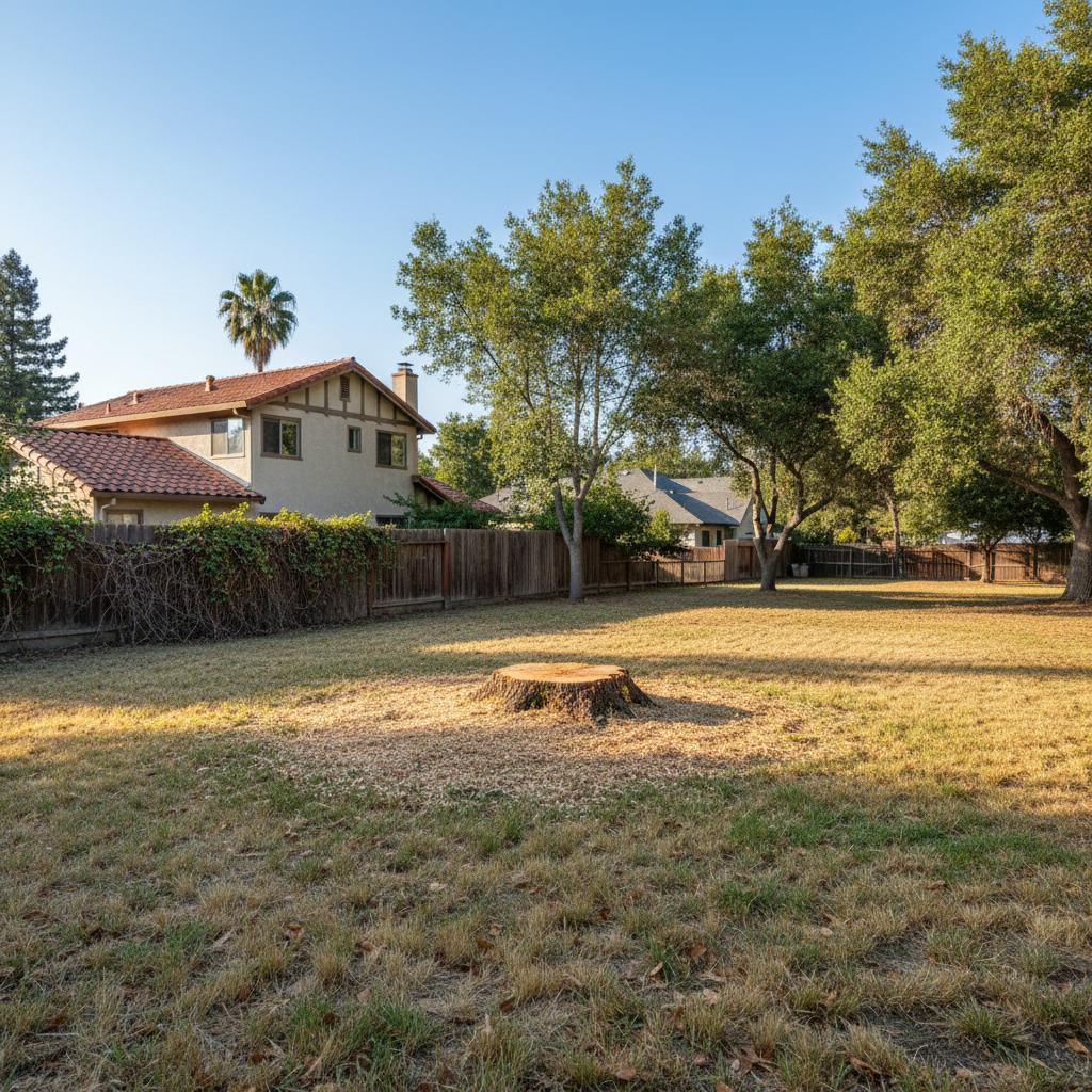 Completed tree removal work at a residential property in Davis, CA