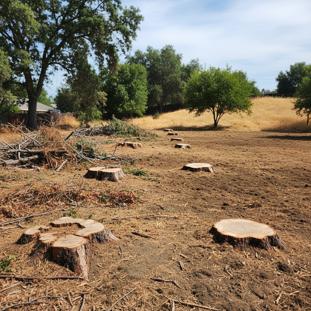 Completed land clearing work at a residential property in Fairfield, CA