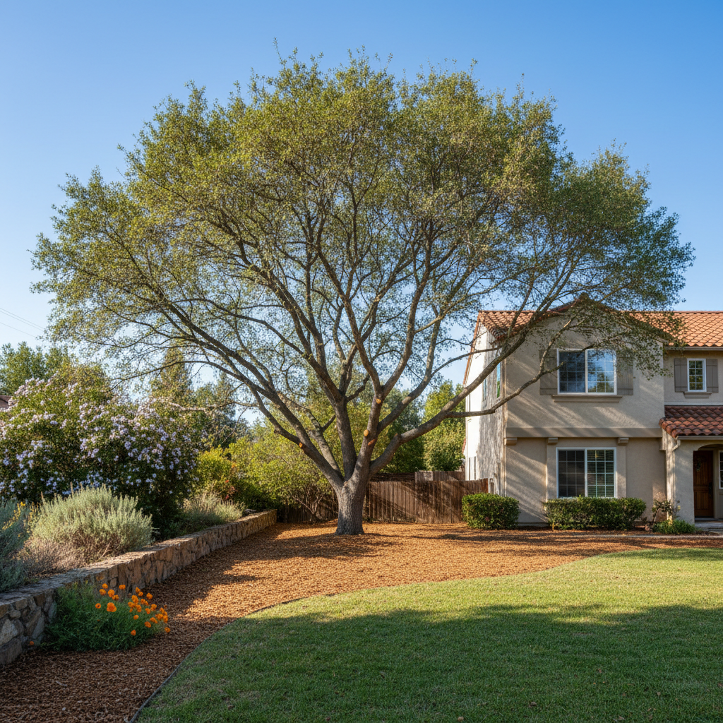 Completed tree pruning work at a residential property in Davis, CA