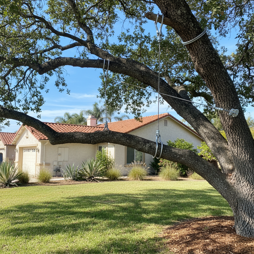 Completed tree cabling and bracing work at a residential property in Camarillo, CA