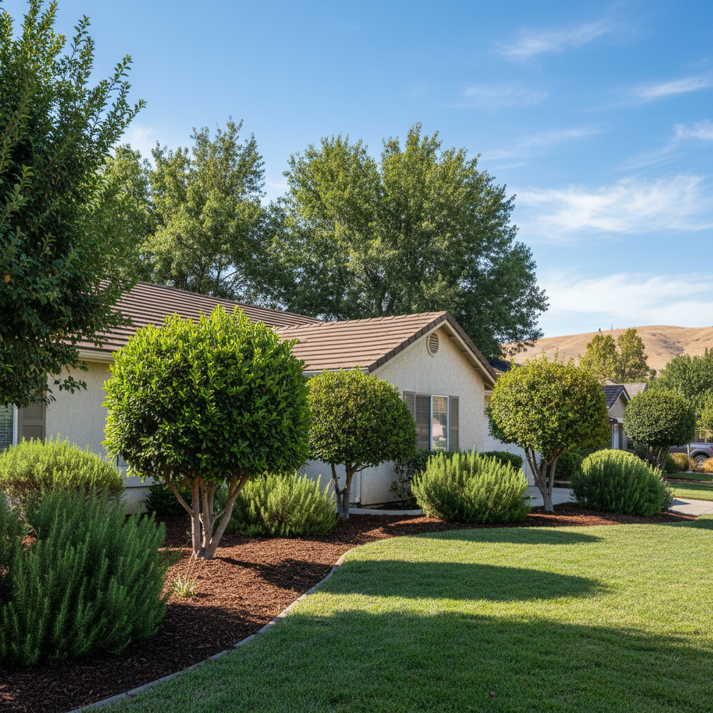 Completed shrub & bush trimming work at a residential property in Atwater, CA