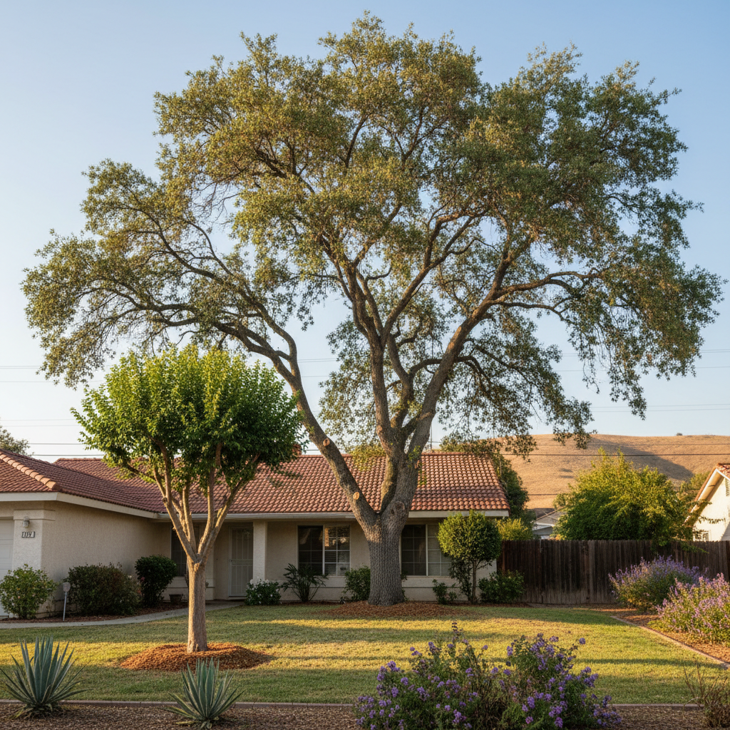 Completed tree pruning work at a residential property in Atwater, CA