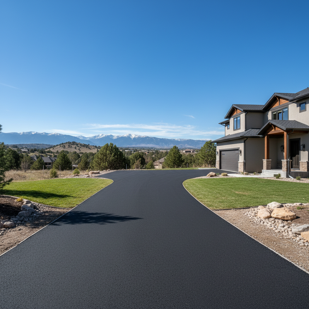 Completed asphalt paving work at a residential property in Denver, CO
