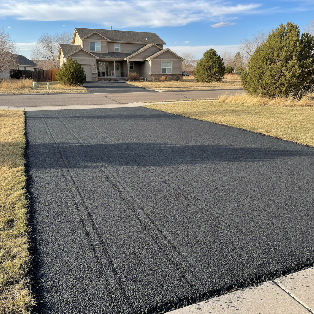 Completed asphalt milling work at a residential property in Brighton, CO
