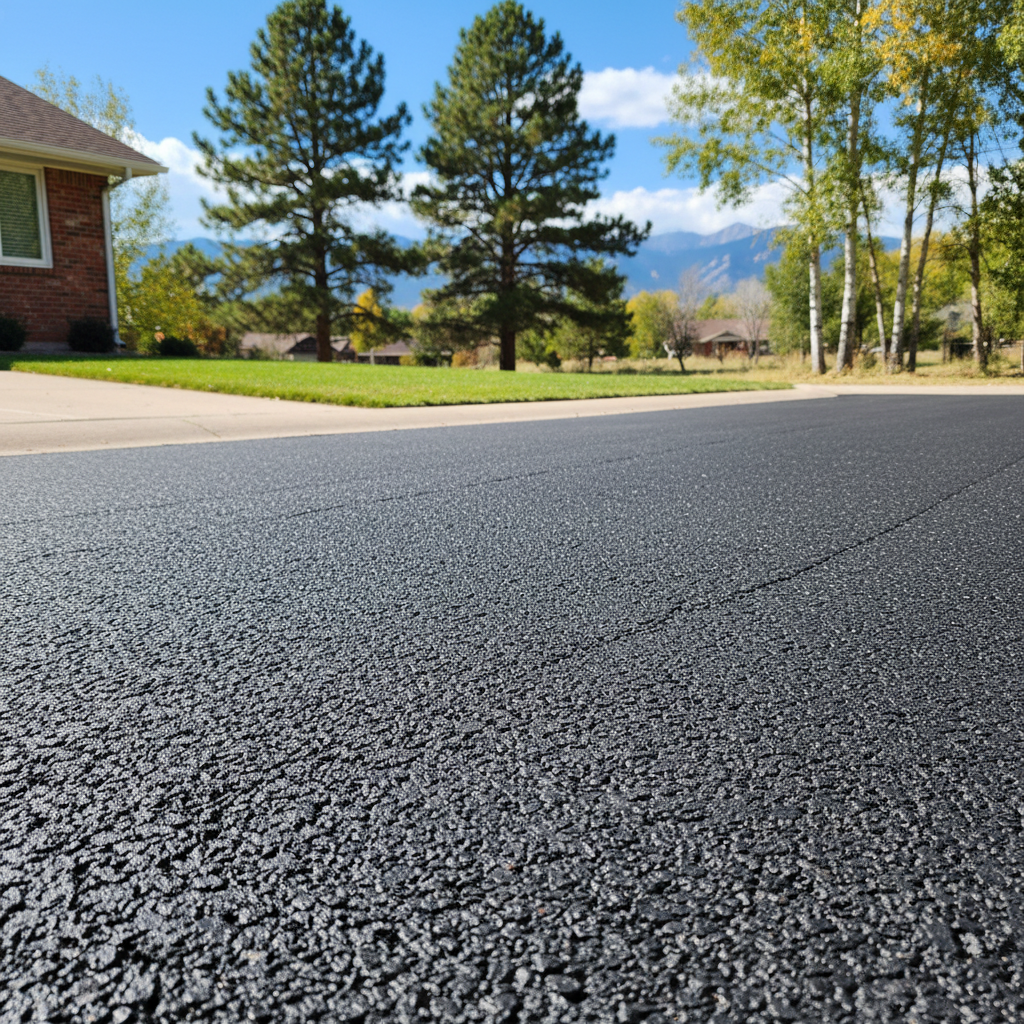 Completed asphalt paving work at a residential property in Denver, CO