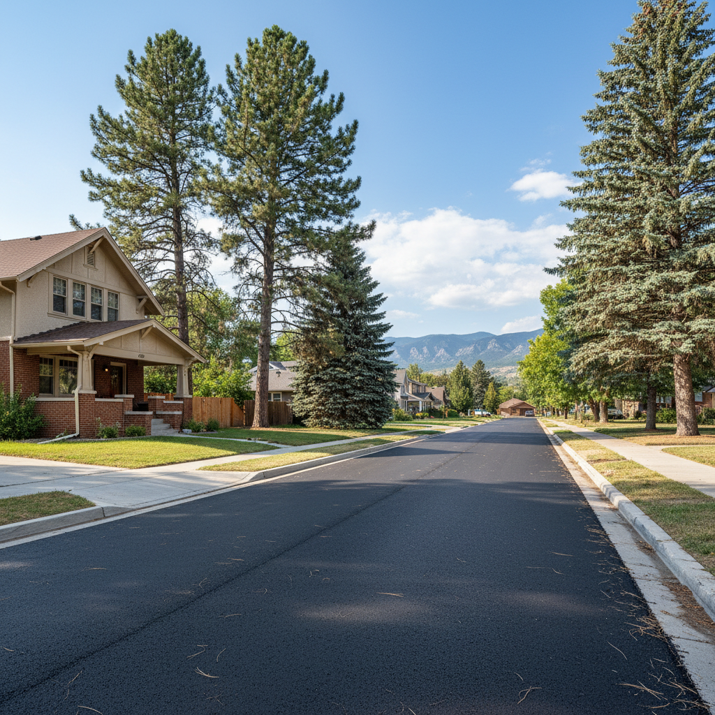 Completed asphalt paving work at a residential property in Denver, CO