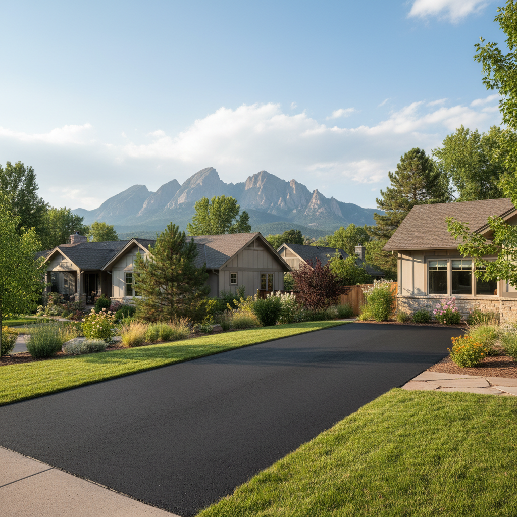 Completed asphalt paving work at a residential property in Boulder, CO