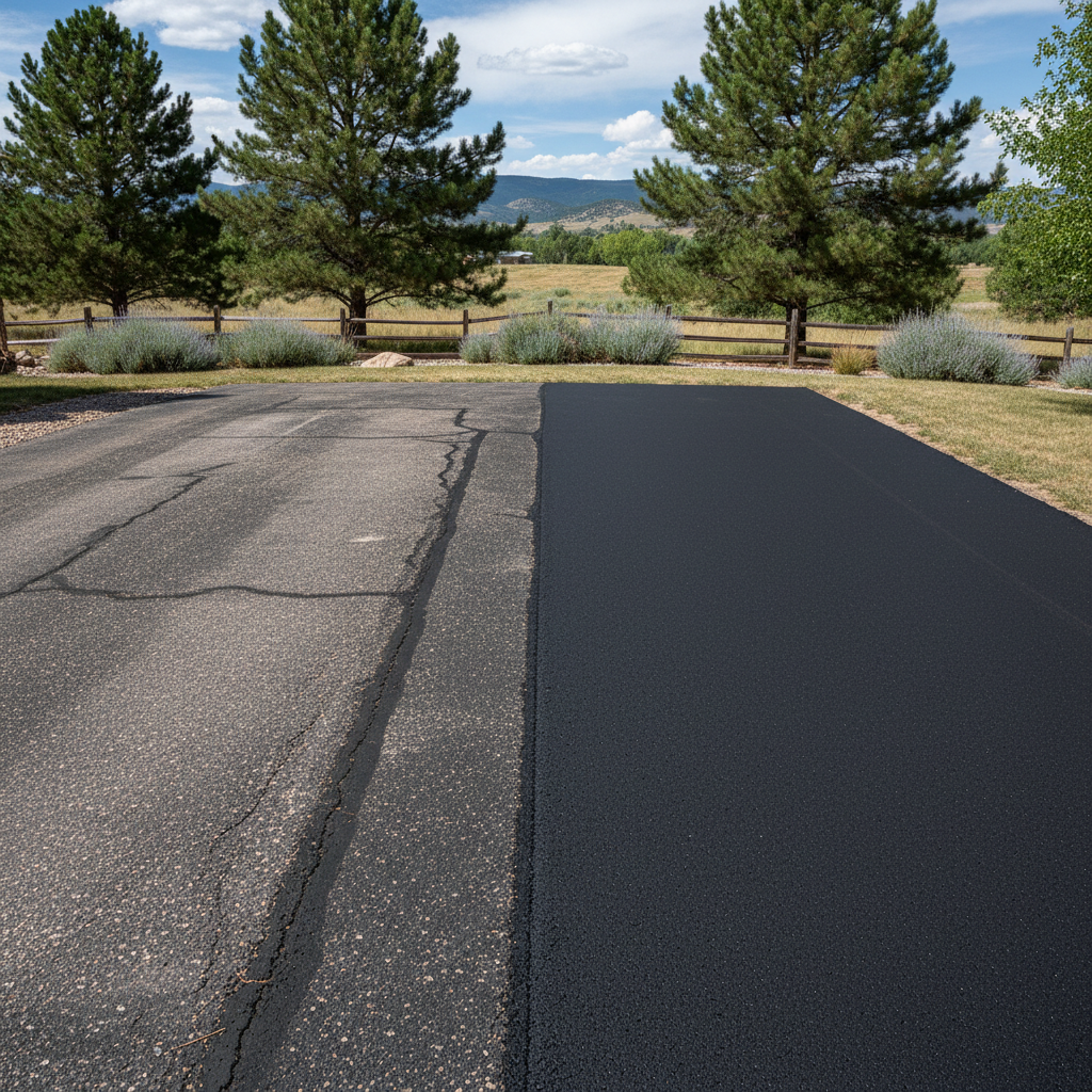 Completed asphalt paving work at a residential property in Lafayette, CO